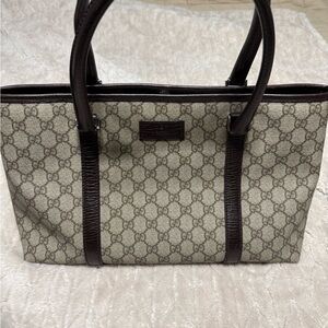 Gucci Beige and Dark Brown Monogram Tote